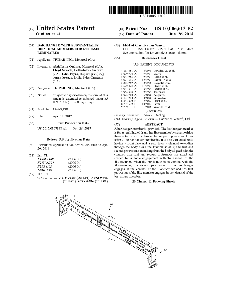 US patent l-bar hanger utility