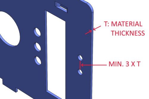 sheet metal part hole distance minimum